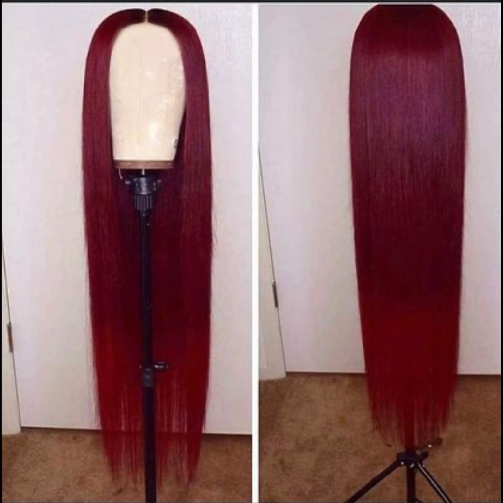Burgundy Unit Closure Wig